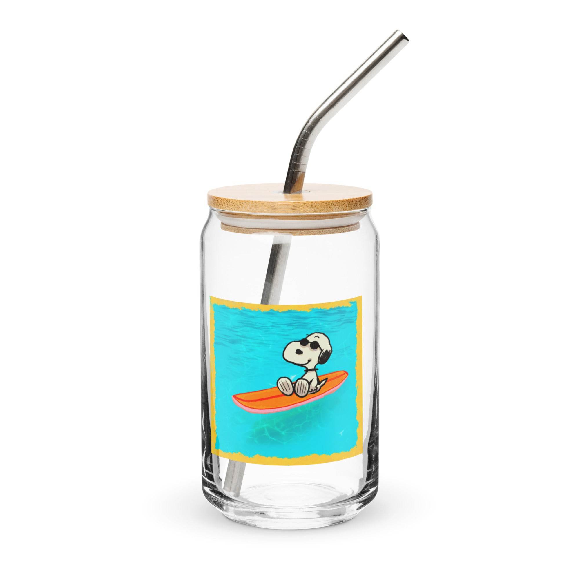 Snurfin' 16oz Iced Coffee Glass Cup with Lid - Reusable Tumbler for Cold Drinks - Mung Bean!